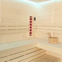 Sauna AWT E1205C-IR, 201x168,  Topoľ/Osika, Harvia 9kW Vitra