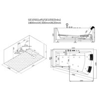AWT GE104TSL 170x130 vľavo hydromasážna vaňa zabudovaná