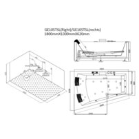 AWT GE105TSL 180x130 hydromasážna vaňa zabudovaná