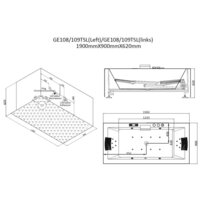 AWT GE108TSL 190x90 hydromasážna vaňa zabudovaná