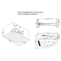 AWT GE111TSL 150x100 vpravo, hydromasážna vaňa