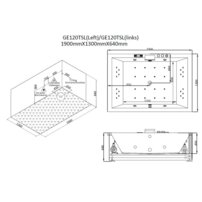 AWT GE120TSL 190x130 hydromasážna vaňa zabudovaná