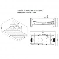 AWT GE108-1TSL 181x80 univerzálna,  hydromasážna vaňa