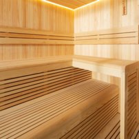 Sauna AWT E1806A, 220x220, borovica, Harvia  9 kw Wega
