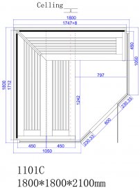 Sauna B1101C Hemlock 180x180  9 kW Harvia Virta Bi-O