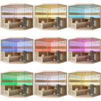 Sauna AWT B1102A Hemlock 220x200,  9 kW Harvia Virta Bi-O