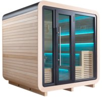 AWT THE CUBE X1 Hemlock, Harvia Cilindro 9kW, exteriérová sauna 225x225