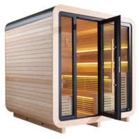 AWT THE CUBE X1 Hemlock, Harvia Cilindro 9kW, exteriérová sauna 225x225