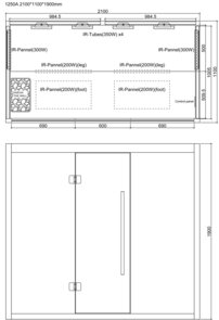 AWT infrasauna E1250A-IR Hemlock, 210x110