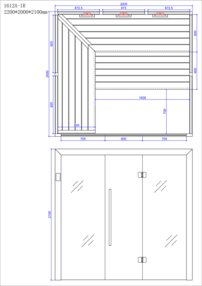 AWT infrasauna E1612A-IR Hemlock 220x200, 9kW Cilindro