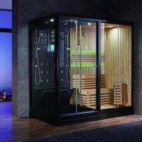 Parná kabína s fínskou saunou AquaLuxus model A-903 čierna, 220x120x223