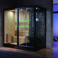 Parná kabína s fínskou saunou AquaLuxus model A-903 čierna, 220x120x223
