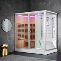Parnú kabína s infra saunou AquaLuxus model A-903-G biela vľavo 220x120x223