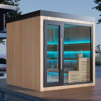 AWT THE CUBE X4 Hemlock, EOS Cubo 9KW exteriérová sauna 235x235