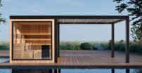AWT THE CUBE X7-L Hemlock exteriérová sauna 300x235 12kW EOS Cubo