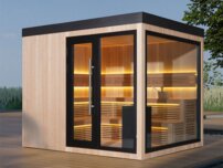 AWT THE CUBE X7-R Hemlock exteriérová sauna, 300x235 12kW EOS Cubo