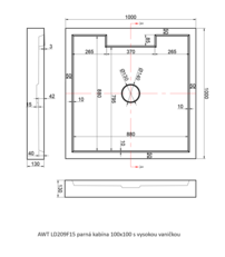 AWT LD206F15 parná kabína 100x100 s vysokou vaničkou