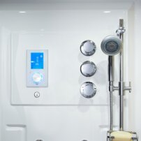Parná kabína s fínskou saunou A-200 biela vľavo 180x100x220