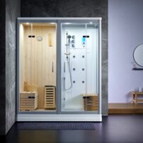 Parná kabína s fínskou saunou A-200 biela vľavo 180x100x220