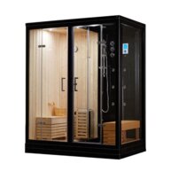 Parná kabína s fínskou saunou A-200 čierna vľavo 180x100x220