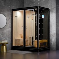 Parná kabína s fínskou saunou A-200 čierna vľavo 180x100x220