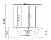 SW-612 parný sprchový box s hydromasážnou vaňou 150 x 150 x 218 cm,  rohová