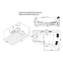 AWT GE105TSL 180x130 left, hydromassage tub